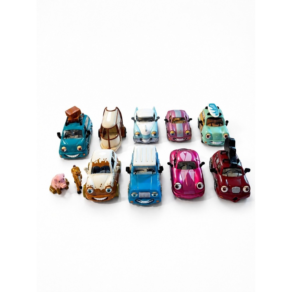 Chevron Cars Lot of 13 Toy Cars w/ Pig & Horse Figures Techron Collectible